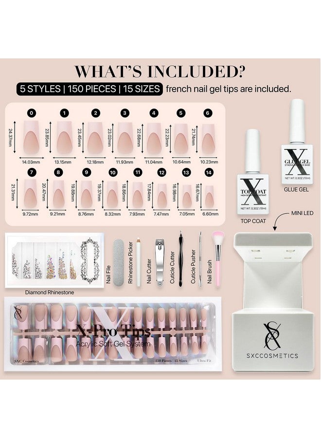 SXC Cosmetics French Tip Press On Nails - Skin Tone Nude And Color Series, Medium Square X-Pro Tips Starter Kit St117Kit - Image 3