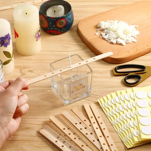 GSXRB 100pcs Wooden Candle Wick Holders - 3 Wick Candle Holders, Candle Making Wick Centering Tool with 7 Holes - Image 5