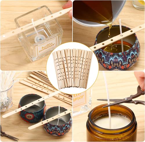 GSXRB 100pcs Wooden Candle Wick Holders - 3 Wick Candle Holders, Candle Making Wick Centering Tool with 7 Holes - Image 4