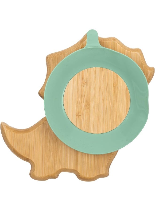 Citron Organic Bamboo Plate And Spoon With Suction Dino - Image 2