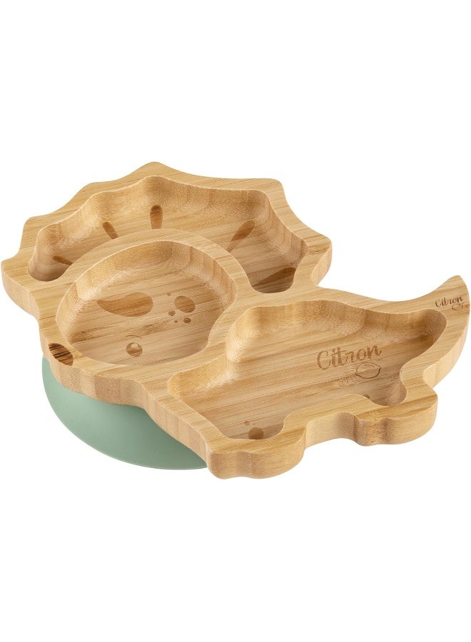 Citron Organic Bamboo Plate And Spoon With Suction Dino - Image 4