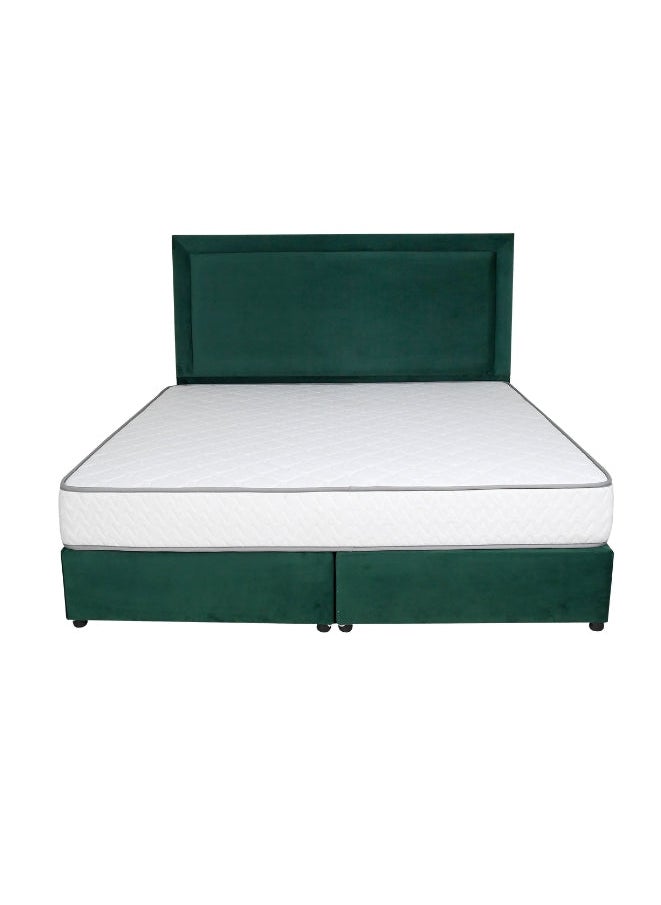 Bed and Mattress Zone Velvetine Upholstered Bed 200 X 160 Queen Size Green Color  - Image 1