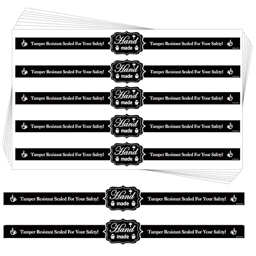 SMARSTICKER Food Retail Package Seal Stickers 9x1 Inch Safe Secure Tamper Evident Lids Stickers Tampers Proof 200 Pcs Tamper Evident Labels for Freshness Labels for Handmade Crafted Baking (Black) - Image 1