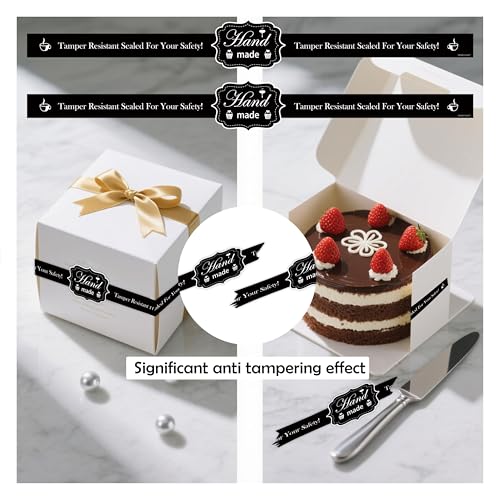 SMARSTICKER Food Retail Package Seal Stickers 9x1 Inch Safe Secure Tamper Evident Lids Stickers Tampers Proof 200 Pcs Tamper Evident Labels for Freshness Labels for Handmade Crafted Baking (Black) - Image 4