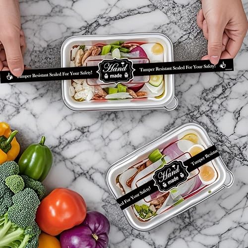SMARSTICKER Food Retail Package Seal Stickers 9x1 Inch Safe Secure Tamper Evident Lids Stickers Tampers Proof 200 Pcs Tamper Evident Labels for Freshness Labels for Handmade Crafted Baking (Black) - Image 5