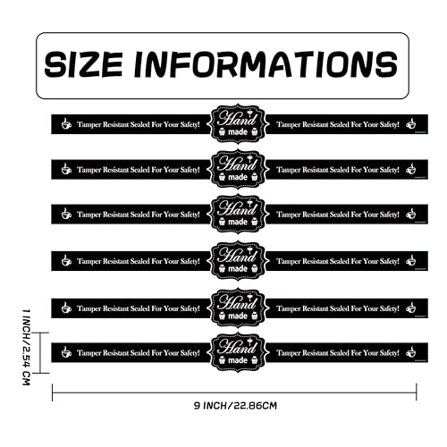 SMARSTICKER Food Retail Package Seal Stickers 9x1 Inch Safe Secure Tamper Evident Lids Stickers Tampers Proof 200 Pcs Tamper Evident Labels for Freshness Labels for Handmade Crafted Baking (Black) - Image 2