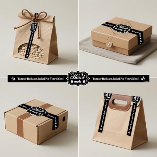 SMARSTICKER Food Retail Package Seal Stickers 9x1 Inch Safe Secure Tamper Evident Lids Stickers Tampers Proof 200 Pcs Tamper Evident Labels for Freshness Labels for Handmade Crafted Baking (Black) - Image 3