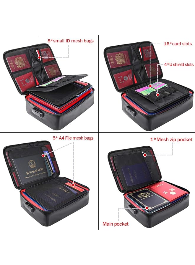 erorex Fireproof Document Organizer Bag Home Office Travel Safe Bag With Lock Multi Layer Portable Filing Storage With Handle File Passport Certificates Laptop Black - Image 2