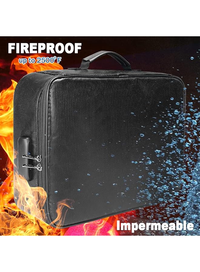 erorex Fireproof Document Organizer Bag Home Office Travel Safe Bag With Lock Multi Layer Portable Filing Storage With Handle File Passport Certificates Laptop Black - Image 3