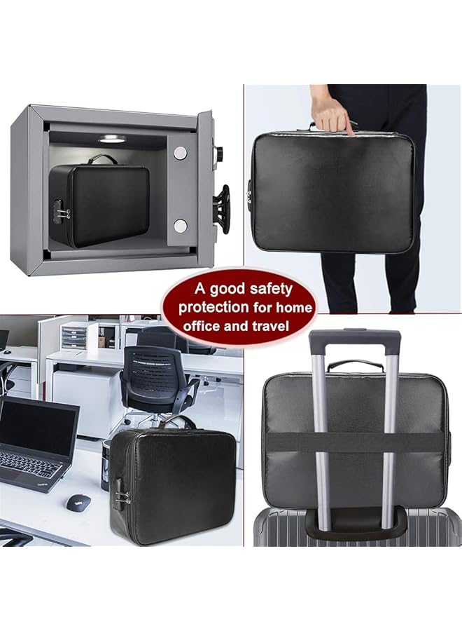 erorex Fireproof Document Organizer Bag Home Office Travel Safe Bag With Lock Multi Layer Portable Filing Storage With Handle File Passport Certificates Laptop Black - Image 5