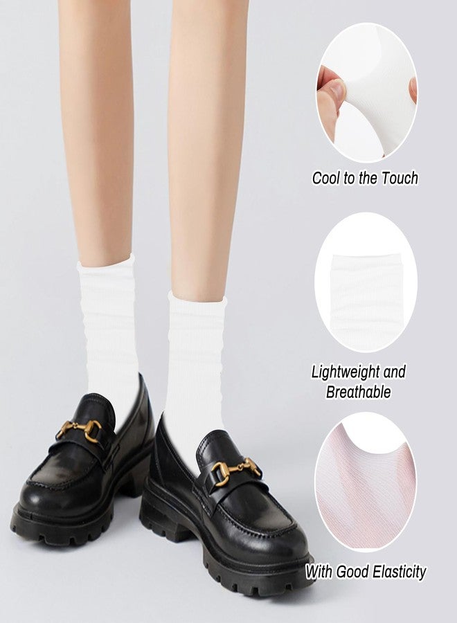 Feelorna 5 Pairs Women’s Thin Crew Socks, Soft Casual Ankle Socks for Office, Breathable Athletic Sock for Running Hiking (US, Alpha, One Size, Regular, Regular, White) - Image 3