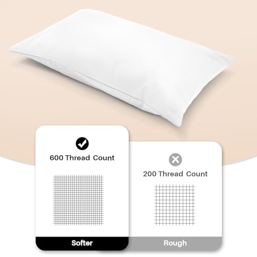 Warmstar 100% Cotton Toddler Pillowcase Set of 2, 600 Thread Count 13x18 Toddler Pillowcases Soft & Breathable, Cotton Travel Pillow Case Cover 13"x 18" with Envelope Closure,White - Image 3