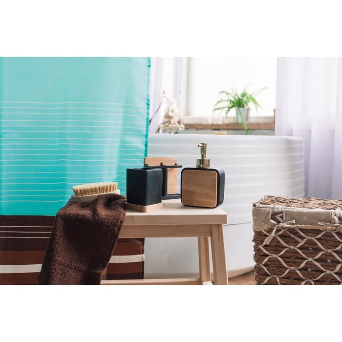 SYGNIUS 4 Piece Bathroom Set, Made of Bamboo Resin, Soap Dispenser,Cup,Soap Dish,Toothbrush Holder,Bathroom Gift Idea, Bathroom Decoration,Bathroom Accessories (Black) - Image 4