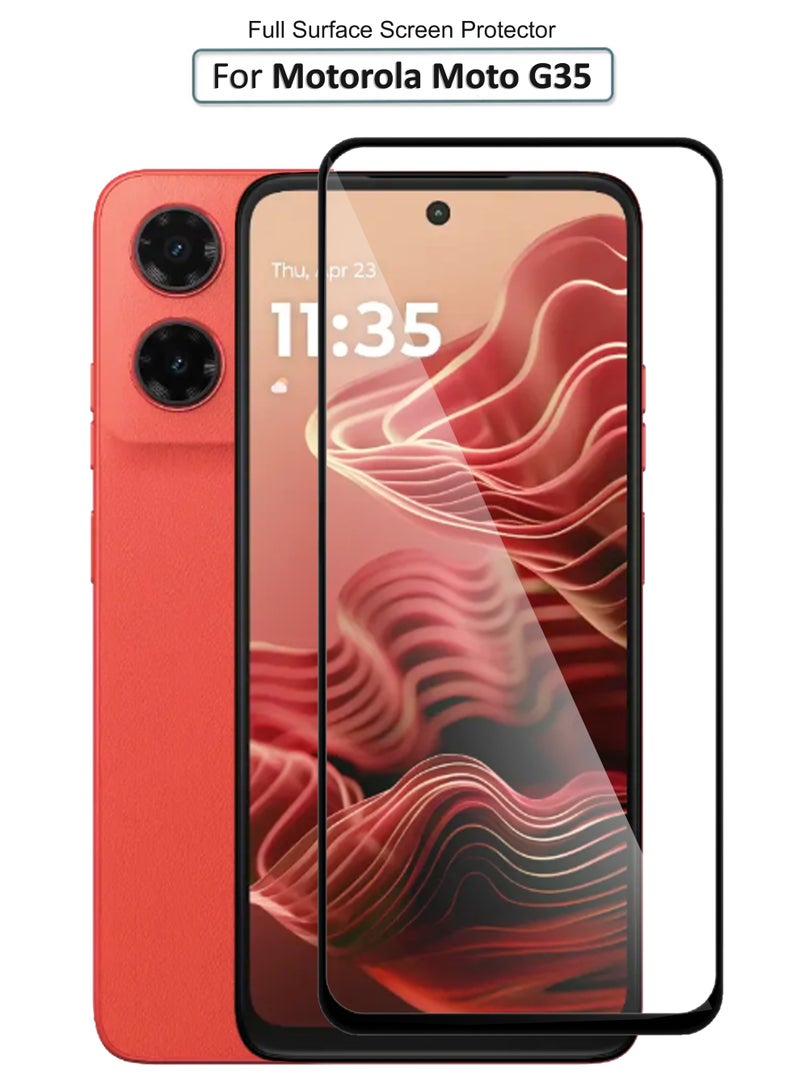 موتورولا موتو G35 - واقي شاشة زجاجي مقسى - لمسة حساسة، شفافية أعلى، سهل التركيب، واقي شاشة مضاد للخدوش وخالي من الفقاعات - أسود - Image 1