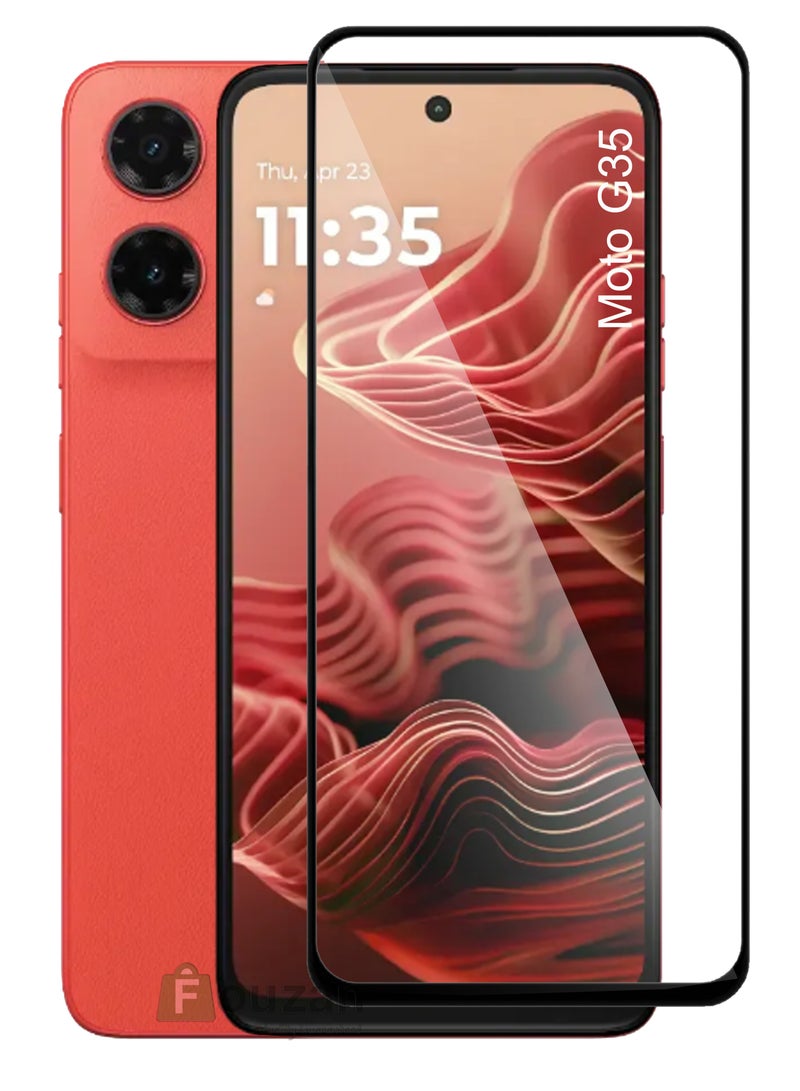 Motorola Moto G35 - Tempered Glass Screen Protector - Delicate Touch , Higher Transparency , Easy to Install ,Anti-scratch and Bubble-free Screen Protector - Black - Image 1