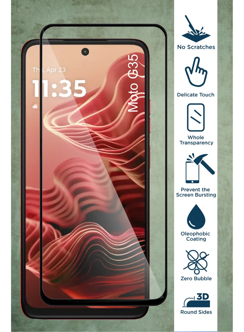 Motorola Moto G35 - Tempered Glass Screen Protector - Delicate Touch , Higher Transparency , Easy to Install ,Anti-scratch and Bubble-free Screen Protector - Black - Image 2