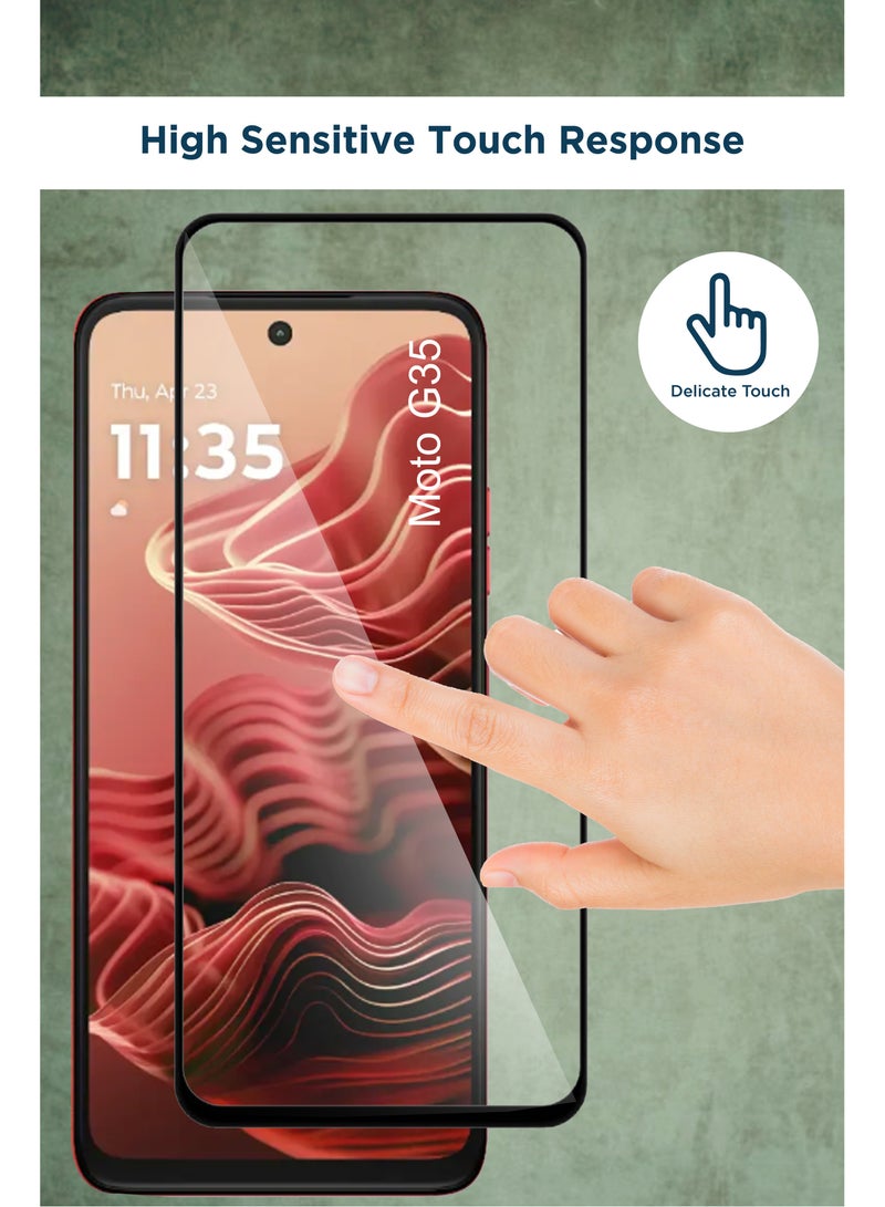Motorola Moto G35 - Tempered Glass Screen Protector - Delicate Touch , Higher Transparency , Easy to Install ,Anti-scratch and Bubble-free Screen Protector - Black - Image 3