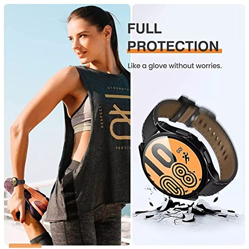 OpenTech Hard Silicone Protection Case Cover With Attached Full Screen Protector Compatible For Samsung Galaxy Smartwatch 4 (44Mm) Full Coverage (Black) - Image 3
