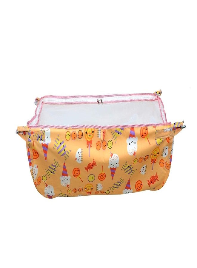 SNAVMIG with Steel Hanger Swing Hanging Jholi for Baby Kids Boy Girl Folding Swing Jhula Palna with Mosquito Net Cotton Sleeping Jholi Cradle Ghodiyu with Hammock Design May Vary (Orange) - Image 1