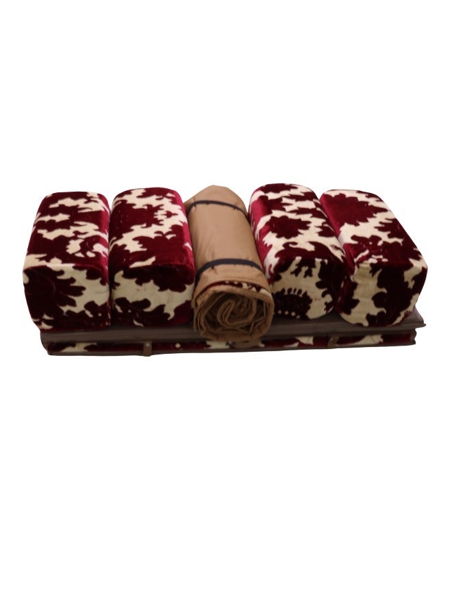 سمارت هوم مجموعة جلوس أرضية تراثية مكونة من 9 قطع مناسبة للسفر والرحلات البرية والحديقة , طقم فرشة تخييم ارضية مع اربع مراكى و 4 كراسي وبساط من القماش عالي الجودة يكفي ل 8 أشخاص (قماش تركي) - Image 4