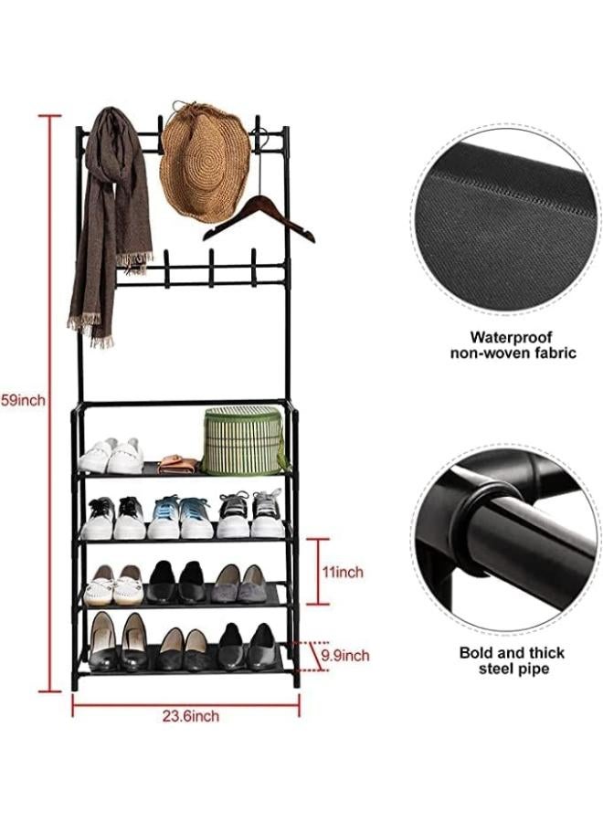 Generic Multipurpose Clothes Metal Rack (Black / 59 X 25 X 150Cm) 4-Tier - Image 2