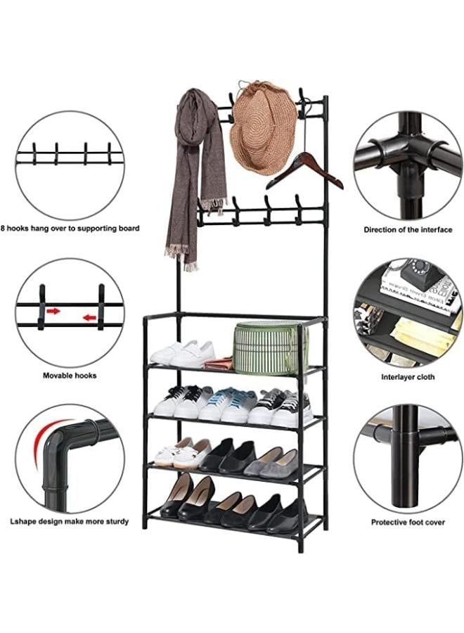 Generic Multipurpose Clothes Metal Rack (Black / 59 X 25 X 150Cm) 4-Tier - Image 3