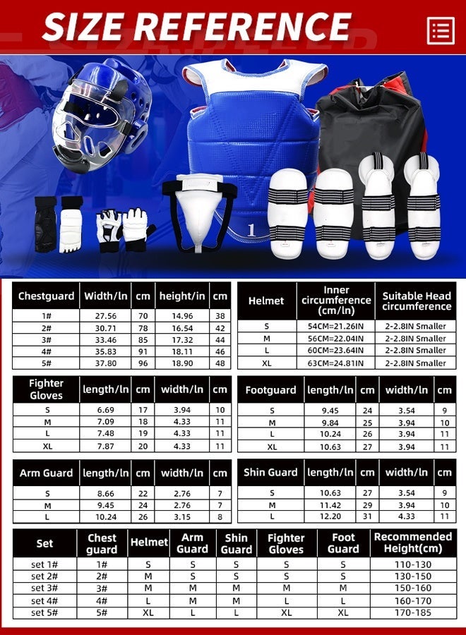Arabest 13 pcs Taekwondo Sparring Gear Set Ultimate Protective Gear for Taekwondo Karate Trainer Children Youth Adult - Image 2