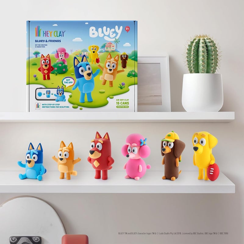 Hey Clay - Bluey & Friends, Colorful modeling air-dry clay, 15 cans, Series Collections, with fun interactive app for kids aged 3+ years. - Image 3