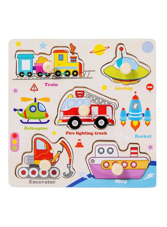Wooden 3D Puzzle Transportation Toy Preschool Math Geometric Shape Matching Board - Image 1