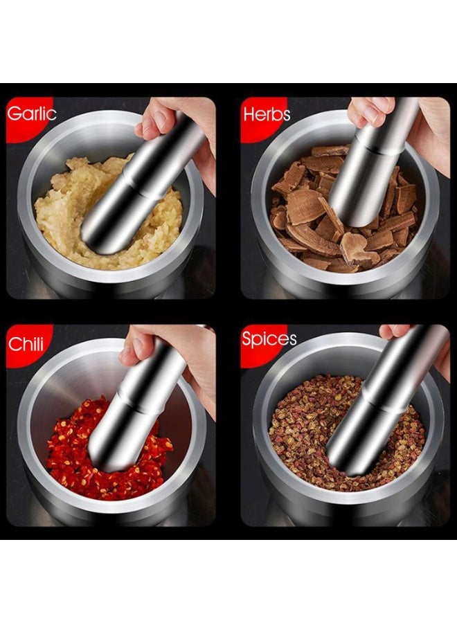 Bukela Stainless Steel Mortar and Pestle, 5-Inch Polished Food Crusher with Lid, Heavy Duty Pill Crusher, Spice Grinder, Herb Crusher (Improved Performance) - Image 4