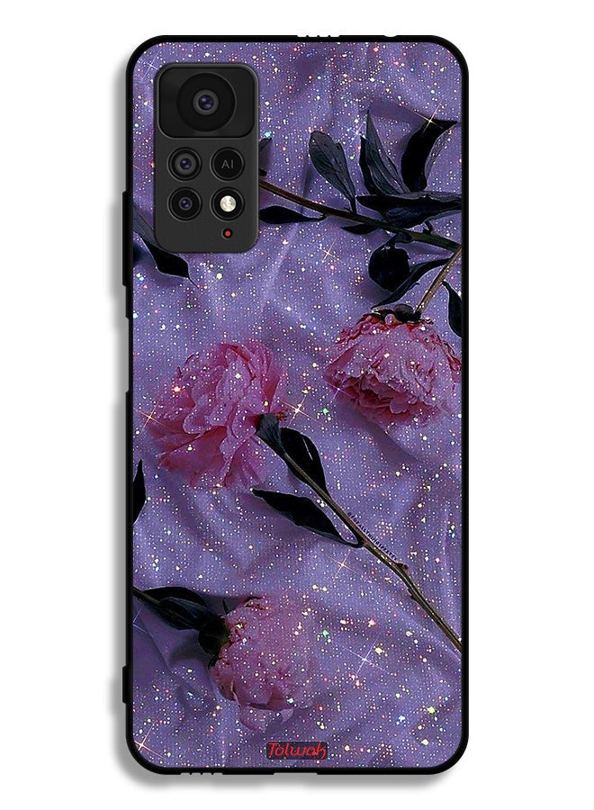 Tolwak Xiaomi Redmi Note 11 Pro 5G Protective Case Cover Glitter Roses - Image 2