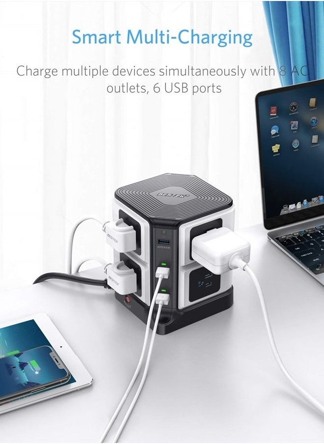 BESTEK - USB Power Strip 8-Outlet Surge Protector 1500 Joules with 40W/8A 6 USB Charging Station,ETL Listed,Dorm Room Accessories - Image 1