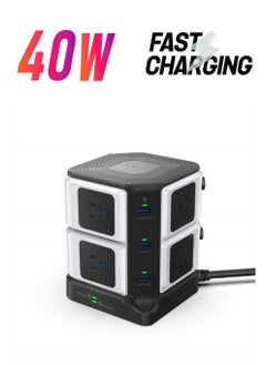 USB Power Strip 8-Outlet Surge Protector 1500 Joules with 40W/8A 6 USB Charging Station,ETL Listed,Dorm Room Accessories