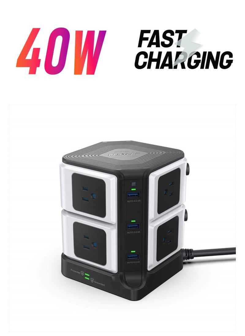 BESTEK - USB Power Strip 8-Outlet Surge Protector 1500 Joules with 40W/8A 6 USB Charging Station,ETL Listed,Dorm Room Accessories - Image 1