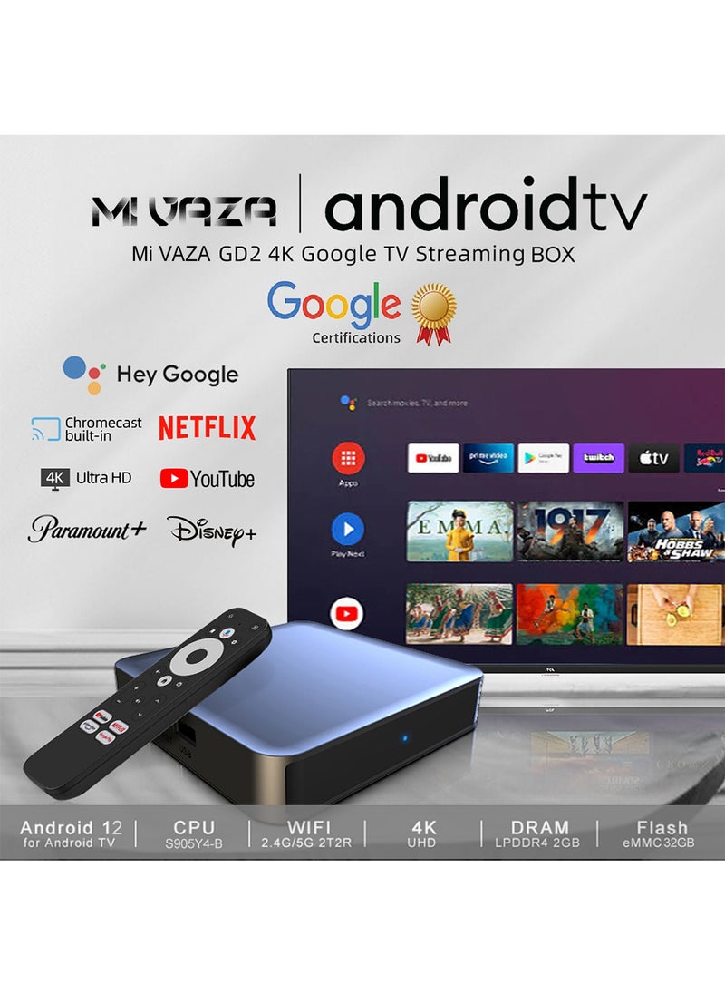 Mi VAZA Smart TV Box [Google Certification] - Android 12 - 2GB+32GB - 4K HDR + Streaming Devices for TV - Dual-band WiFi - Support Dolby Atmos - Network Set-Top Box -  Streaming Media Players with Google Voice Remote  - Image 2