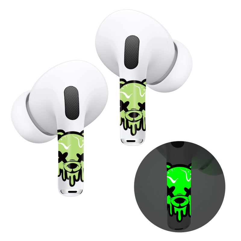 RockMax for AirPod Skins Wraps, Glow in The Dark Stickers for Earbuds, Luminous Bear Wrap Decals for AirPods Pro 3/Pro 2/Pro, Gen 1/2/3/4, Long-Lasting, Easy Identify, Gift for Boy and Girl - Image 1