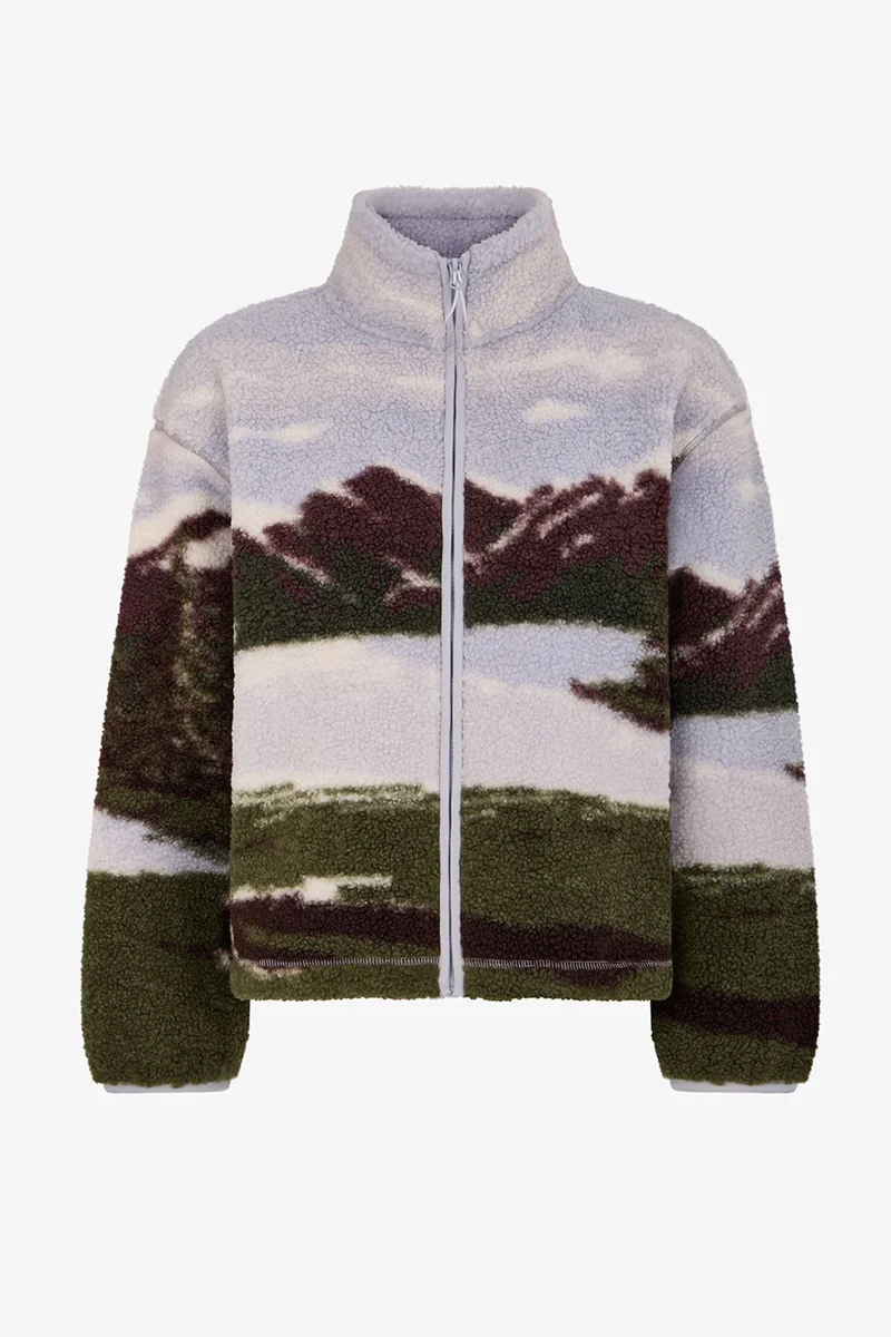 بنتي PENTI Landscape Printed Sherpa Long Sleeve Jacket