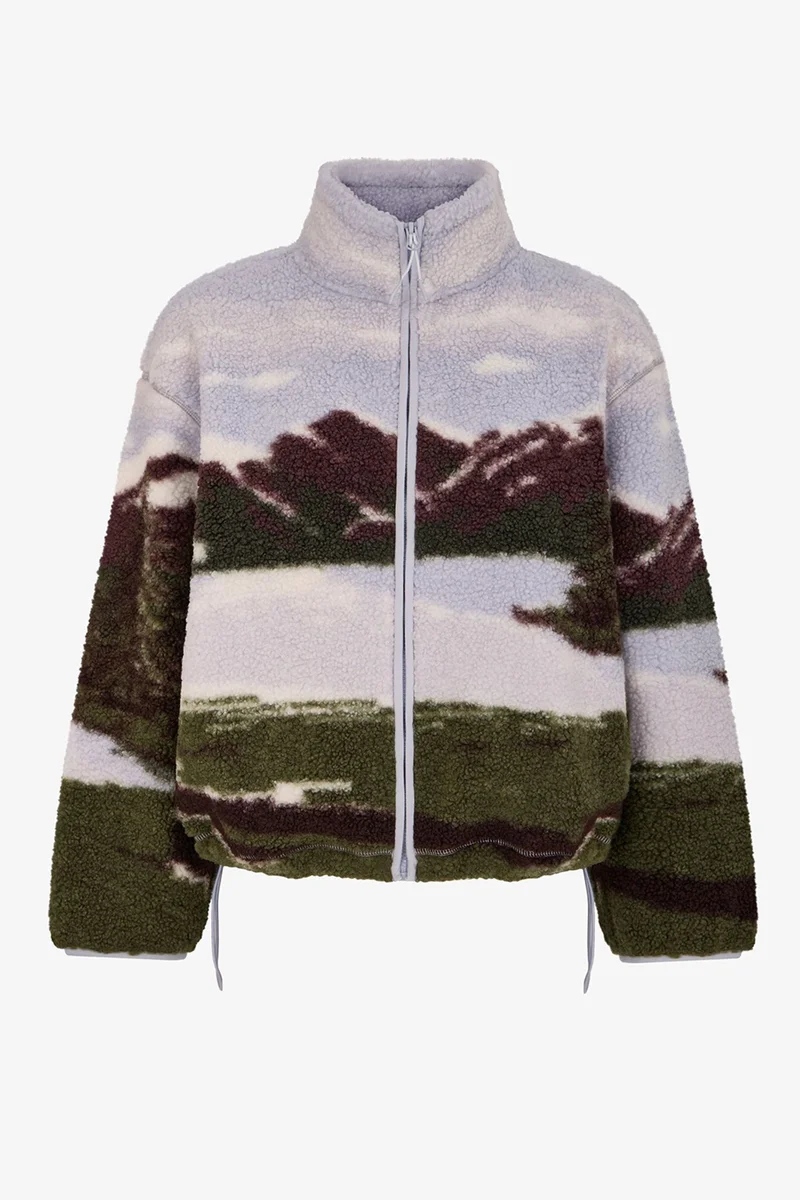 بنتي PENTI Landscape Printed Sherpa Long Sleeve Jacket