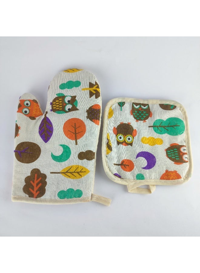 2-Piece Kitchen Gloves Set – Padded Linen Heat Protection for Hands - Image 1