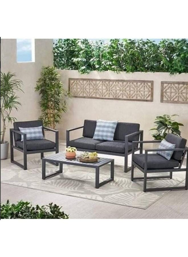 Sampa Rattan Sampa Grey Iron Frame Patio Set – Durable Outdoor Sofa, Chairs & Table  - Image 1