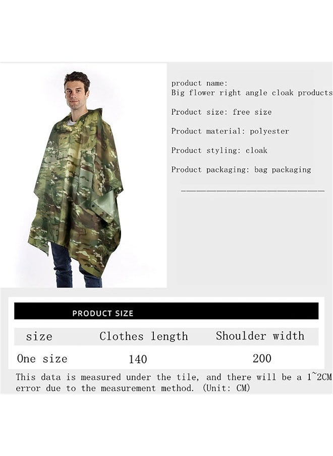 Generic - Multifunctional Raincoat Waterproof Poncho Camouflage Cover For Camping Hunting Clothes Shelter Tent Emergency Raincoat - Image 1
