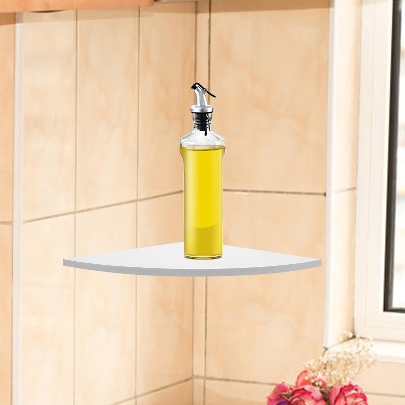 2Pcs White PVC Floating Corner Shelves 25cm Invisible Nail Storage Rack For Bathroom Bedroom Kitchen - Image 3