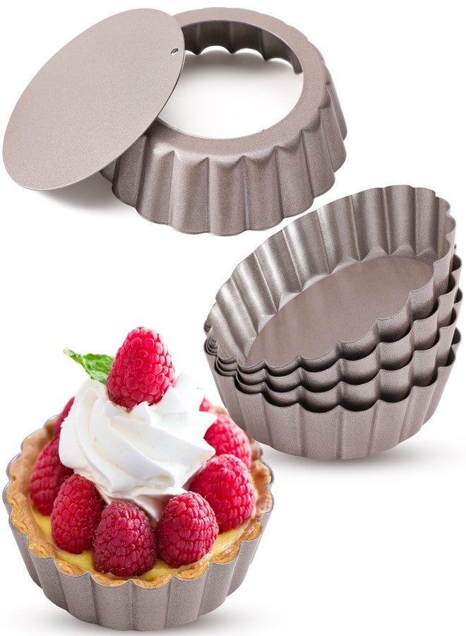 Webake 4 Inch Mini Tart Pan Set of 6, Non-Stick Small Tart Mold Quiche Pans with Removable Bottom Mini Tart Tins - Image 1