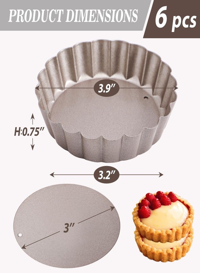 Webake 4 Inch Mini Tart Pan Set of 6, Non-Stick Small Tart Mold Quiche Pans with Removable Bottom Mini Tart Tins - Image 4