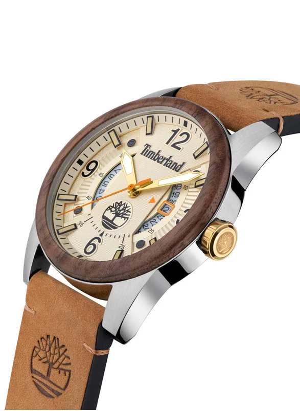 تمبرلاند Timberland Ferndale 3-Hand Date - Mens Watch - Black Dial, Wheat Strap