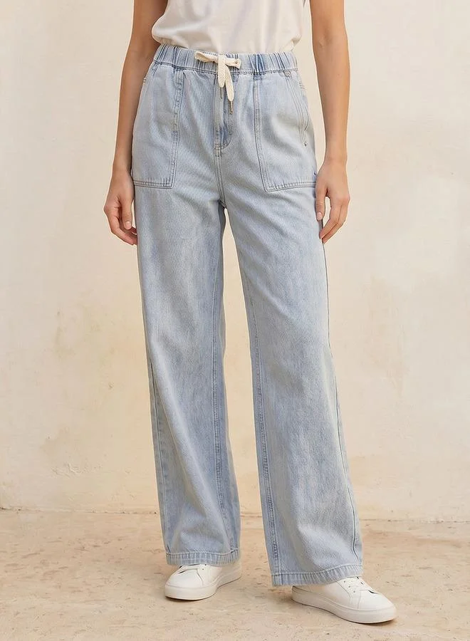 Denim Carpenter Fit Elasticated Cotton Pants