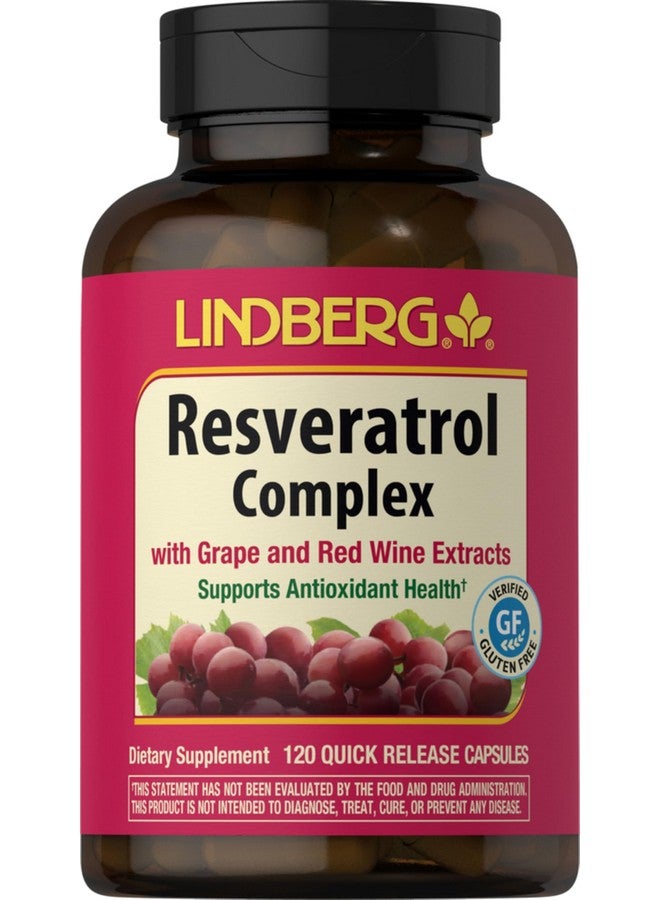 Lindberg Resveratrol Supplement | 100mg | 120 Capsules | with Grape Seed and Red Wine Extracts | Non-GMO, Gluten Free - Image 1