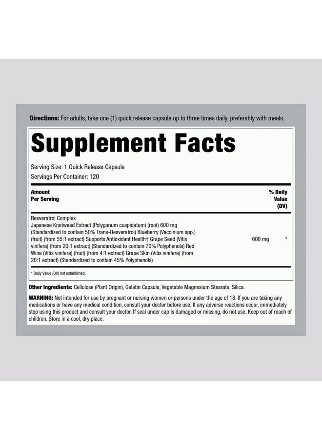 Lindberg Resveratrol Supplement | 100mg | 120 Capsules | with Grape Seed and Red Wine Extracts | Non-GMO, Gluten Free - Image 2