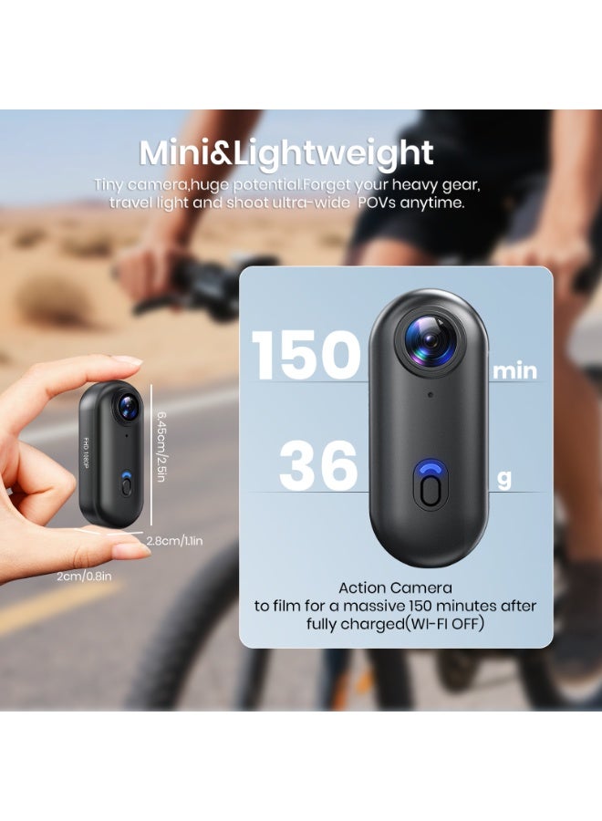 Besswin 360°Action Camera, Tiny Size, Mount Anywhere, WiFi Wearable Video Recorder 120° Wide Angle, 10+ Accessories Cycling Travel Pet Walking Sports - Image 3