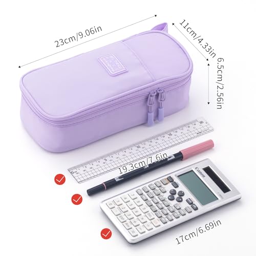 CICIMELON Durable Pen Pencil Case Big Storage Pen Pouch Bag for School Supplies Office College Teen Girls Adults, Purple - Image 5